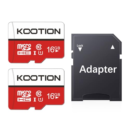 Image of KOOTION Memory Card 2 Pack 16GB Micro SDHC for Cameras, Smartphones and Tablets, 16GB Micro SD Card SDHC UHS-I, U1, C10