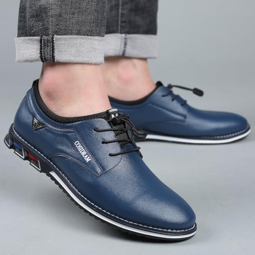Image of COSIDRAM Mens Business Dress Shoes Casual Slip-on Comfort Walking Shoes | Practical elastic quick-lace design, sleek upper silhouette, easy to match jeans and trousers for business casual daily looks