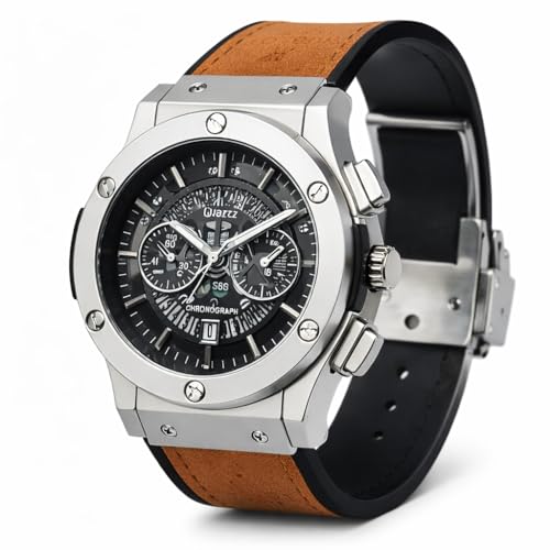 Image of Big Bang Skeleton Dial Luxury Chronograph Watch for Men, Premium Analog Wrist Watch with Mechanical Style Dial, Stainless Steel Mens Watch, Sports-Inspired Classic Luxury Watch for Men with Quartz Movement