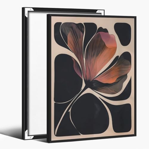 Abstract Botanical Wall Art Floral Line Canvas Print Modern Black
