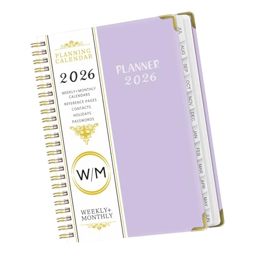 2026 Twin Coil Binding Weekly Planner 12 Month Monthly Planner Notebook with Elastic Band Closure for Daily Scheduling Notebook