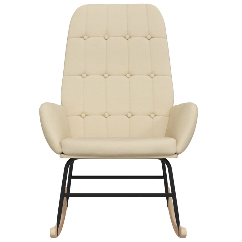 vidaXL Silla Mecedora de Tela Color Crema