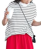 [神戸レタス] Tシャツ レディース モックネック [C4819] ハイネック 綿 半袖 無地 LL オフ×ブラック