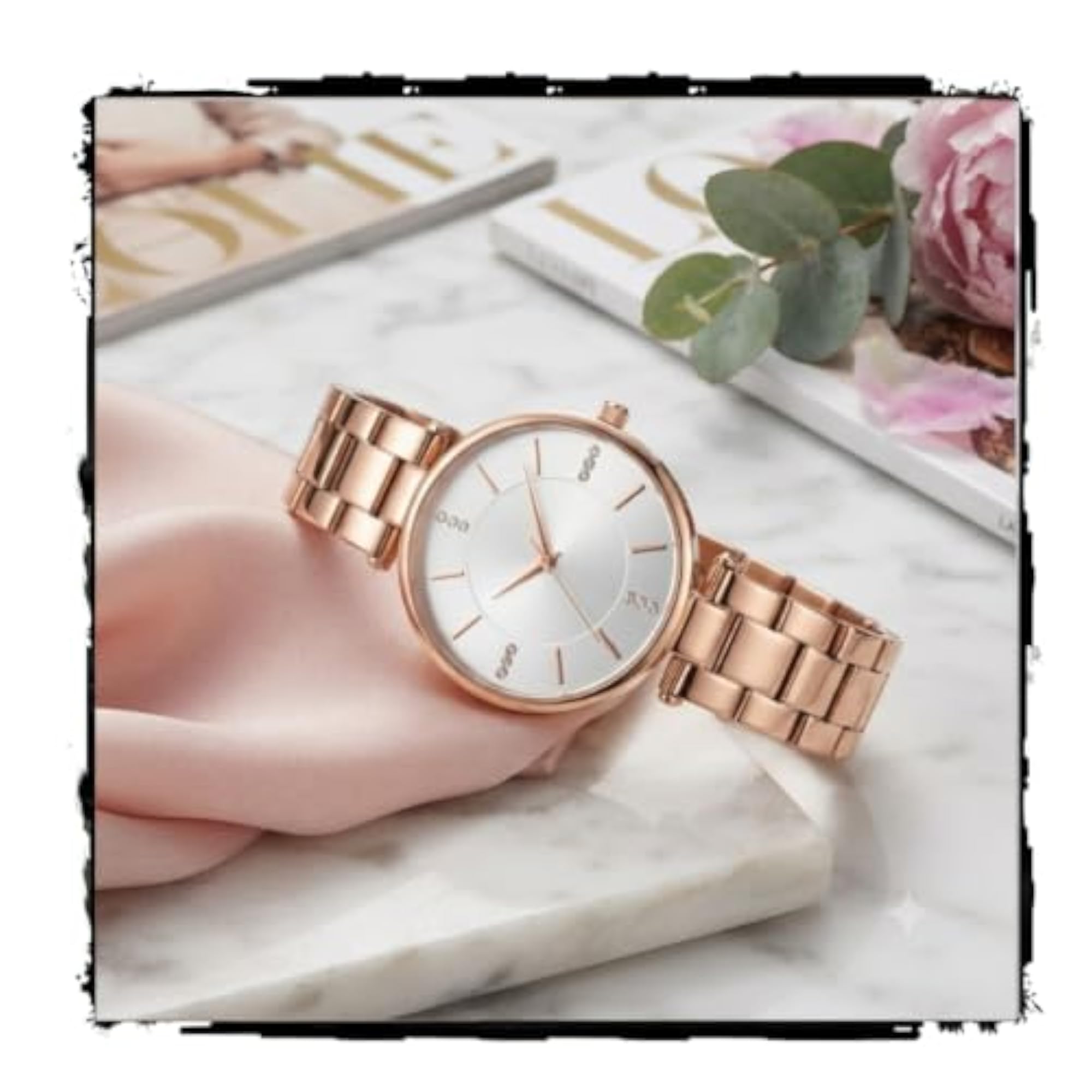 Women's Rose Gold Analog Watch with Pink Dial