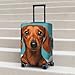 QSMBNET Travel Luggage Cover Dachshund Dog Spandex Suitcase Protector Washable Baggage Covers Fashion Elastic Scratch-Resistant Luggage Cover Protector Fits 18-32 Inch Luggage