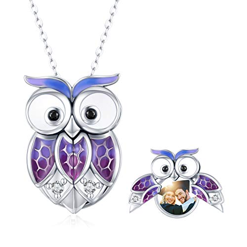 Locket Necklace That Holds Pictures 925 Sterling Silver Wisdom Owl Style Photo Locket Picture Keepsake Necklace For Women Girls Graduation Gifts For Her,3/4 Inch X 3/4 Inch #TOP29
