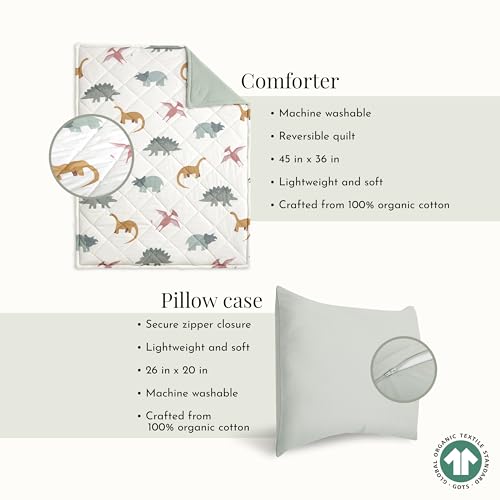 Image of Evolur Rawr Some 3 Piece Toddler Bedding Set, Super Soft and Breathable Toddler Bedding, Machine Washable, Includes Fitted Sheet, Comforter and Pillow Case