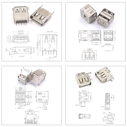 Kit surtido conector USB 2.0 hembra y macho para PCB miniatura 6