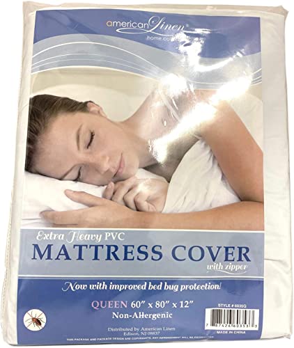 Pvc Durable Mattress Cover Zipper Style 4 Sizes (Queen), White #TOP1