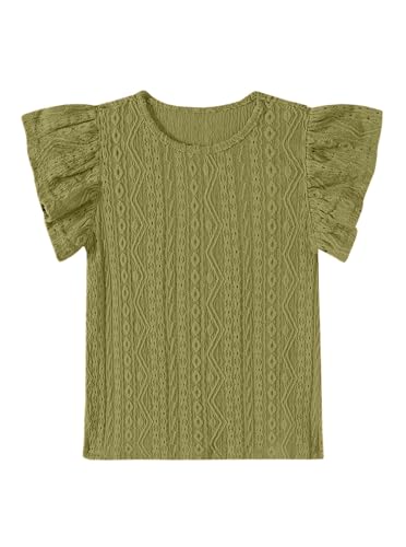 Image of Girls' Summer Shirts Cute Tops Ruffle Sleeve Crew Neck Casual Tees