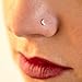 Sterling Silver Moon Nose Stud, Unique Dainty Indian Style Screw Shape Ear Piercing, 20g, 20 Gauge, Fits also Helix and Cartilage Ear Piercing, Handmade by Alagia Jewelry