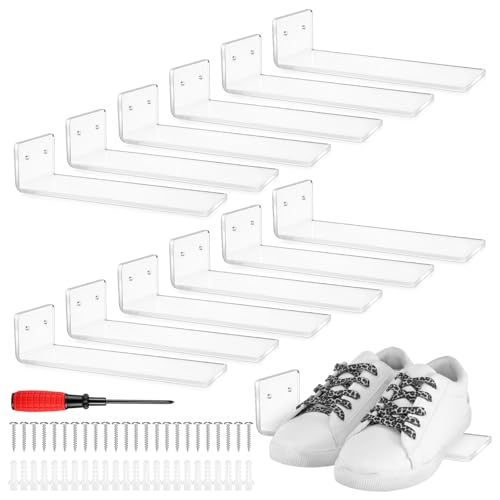 Kegeeei 12 Pack Clear Acrylic Floating Shoe Shelves – Invisible