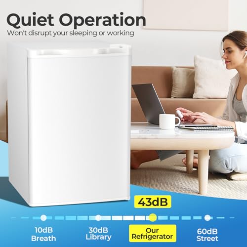 Image of Electactic 4.5 Cu.ft Mini Fridge with Freezer, Compact Refrigerator with Reversible Single Door, Adjustable Thermostat, Low Noise, Energy Efficient for Office, Dorm, Bedroom, Apartment White
