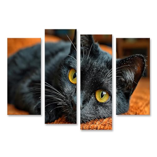 Tableau sur toile mystérieux chat noir, le cadeau d'art pour passionnés