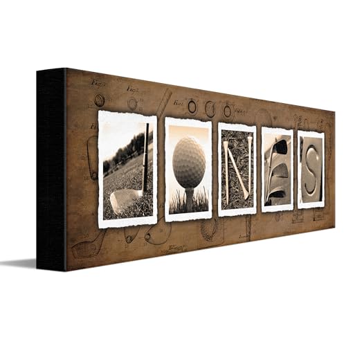Product Image of the Personalized Golf Name Art - Perfect and unique customized gift for the golfer or golf enthusiast (6.5 in x 18 in Block Mount - VINTAGE)