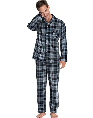 Hanes - Mens Woven Plaid Pajama Sleep Set, Black 39890-Small #TOP10