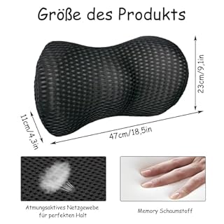 VIQIHEOE Cuscino Lombare per Auto, Cuscino Schiena Sedia Ufficio, Cuscini Posteriore in Memory Foam, Supporto Lombare per Auto, Cuscini Schiena con Traspirante, per la Casa, Ufficio, Auto, Nero