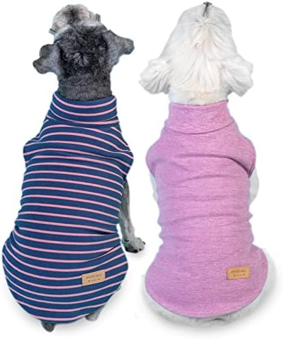 KYEESE 2Pack Dog Coat Turtleneck Stretchy Dog Sweater Super Soft Dog Cold Weather Coat for Small Dogs in Sleeveless Design Cat Outfit, Purple,M