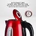 Ovente Portable Electric Hot Water Kettle 1.7 Liter Stainless Steel 1100 Watt Power Fast Heating Element Countertop Tea Maker Boiler Heater with Automatic Shut-Off & Boil Dry Protection Red KS960R