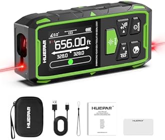 656ft/200M Dual Laser Distance Measuring Tool, Huepar Professional Rechargeable Digital Laser Room Measure Devices, Bilateral Metro Laser Measurement Tool with with Angle Sensor, Magnetic Back