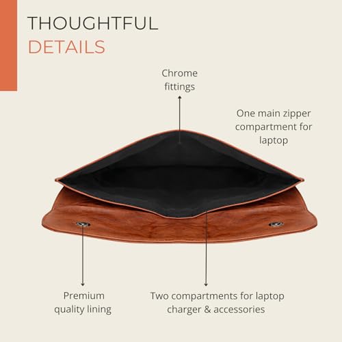 Image of HAMELIN MacBook Sleeve for 14 Inch Laptops | Vegan Leather Cover Bag for Laptop, Notebook & Tablets | Waterproof Laptop Hand Bag for Men & Women | Stylish Case for Office & Travel | Slate Grey