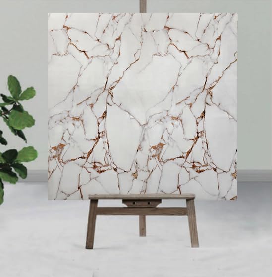 Image of NFINITY Decor White & Golden Marble UV Wall Panels - Self Adhesive Waterproof 3D Wall Stickers | 60x60 cm Marble Texture Sheets for Home & Office Walls, Furniture & Kitchen (Pack of 15)