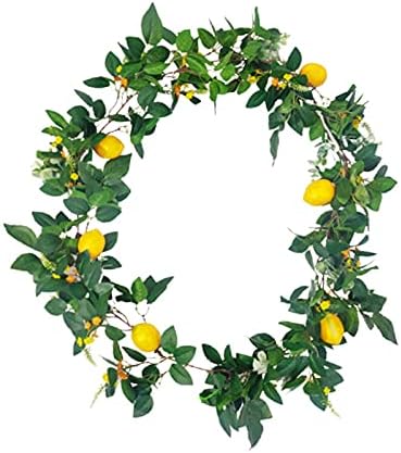 YLSZHY 6FT Artificial Lemon Garland, Faux Greenery Foliage Vine Artificial Fruit Garland with Lemon and Green Leaves for Front Door, Wall, Home Decorations