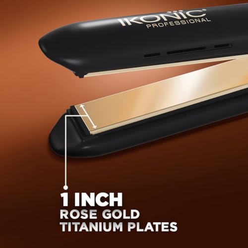 Ikonic Gleam Hair Straightener, Black| Super slim 1 inch plates| Ergonomically slim| Led temperature control| Automated function| Overheating protection| Cereamic rose gold iron... - Image 2