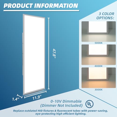 Art3d 2 Pack 1x4 FT LED Flat Panel Light, 3CCT Selectable Color Temperature 3000K/4000K/5000K, 0-10V Dimmable 5500LM Flush Mount Ceiling Light, 20W/30W/40W Drop Ceiling Light, UL&ETL Listed by Art3d - Used condition - Image 4