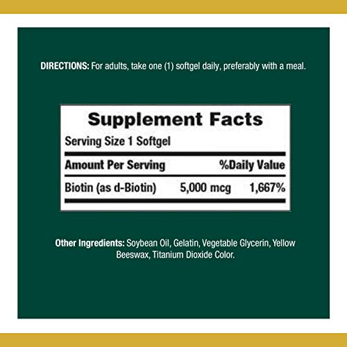 Natures Bounty Biotin 5000Mcg 150 Rapid Release Softgels (Value Pack Of 3) #TOP1