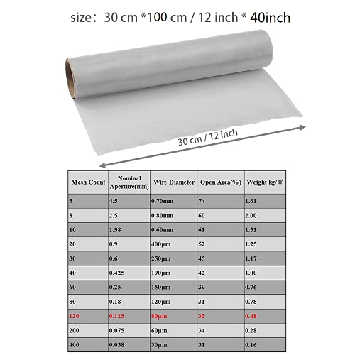 EMAGEREN Toile Inox en Acier Inoxydable Argent Tissée Fil 30*100cm Toile Métallique Grillage Inox Anti-rouille Anti-corrosion Pliable pour Filtration Dépoussiérage Séparation Industrie Aliment Maison