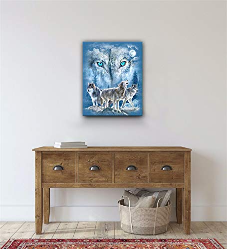 Fqjns Wolf Wall Art Image Oil Painting Canvas Prints For Home Office Bedroom Decorations Framed Ready To Hang Size 16"X20"(40Cmx50Cm) #TOP2