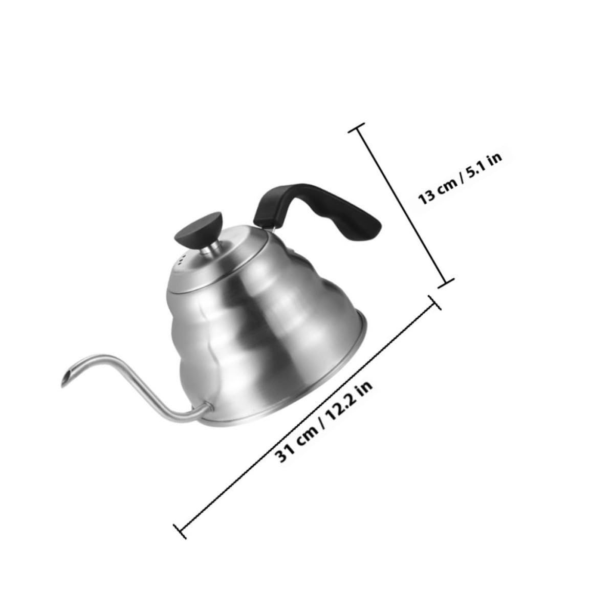 Bollitore per Caffè a Collo di Cigno 1000ml in Acciaio Inox | Compatibile con Piani Cottura a Induzione a Gas, Beccuccio lungo Gocciolamento, Raccolta Rapida Dell'acqua