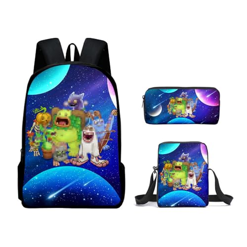 LBYSW Monsters Backpack 3Pcs Set - Perfect for Casual Daypacks (4 3pcs)