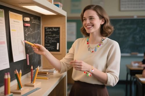 YAHPERN Teacher Necklace Earrings Bracelet for Women, Teacher Accessories, Cute Apple Pencil Book Charms Bracelet Choker Necklace Apple Earrings Teacher Appreciation Gifts Back To School Jewelry3