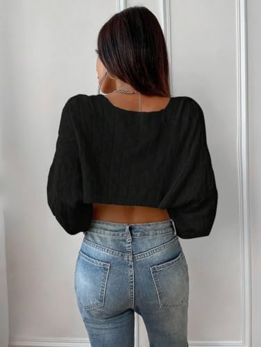 Image of Womens Long Sleeve Open Front Crop Cardigan Sweater Drop Shoulder Shrugs Knit Bolero Sweaters Tops Outwear