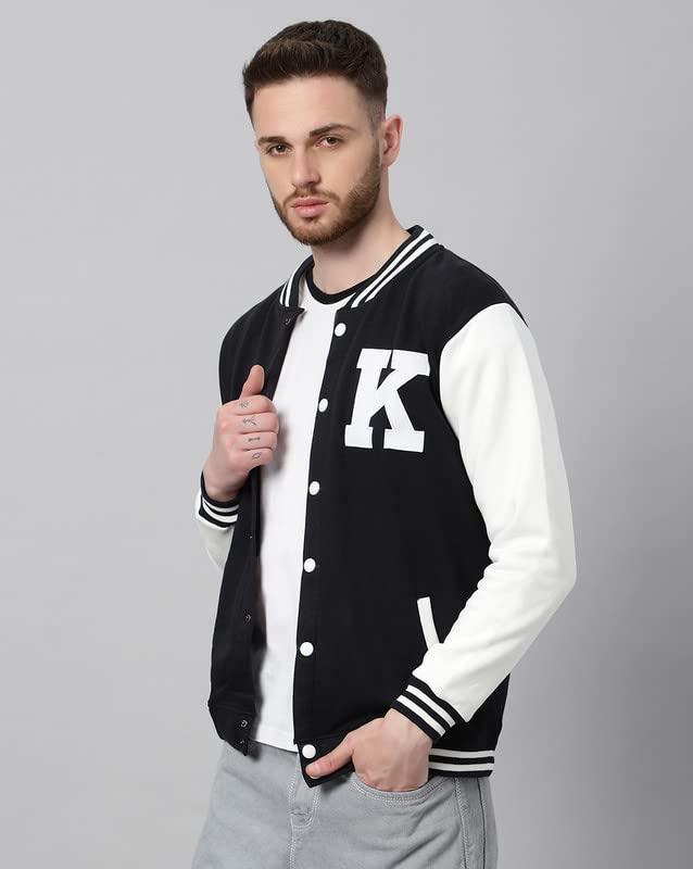 Image of BE SAVAGE Men's Cotton Blend Standard Length Varsity Jacket