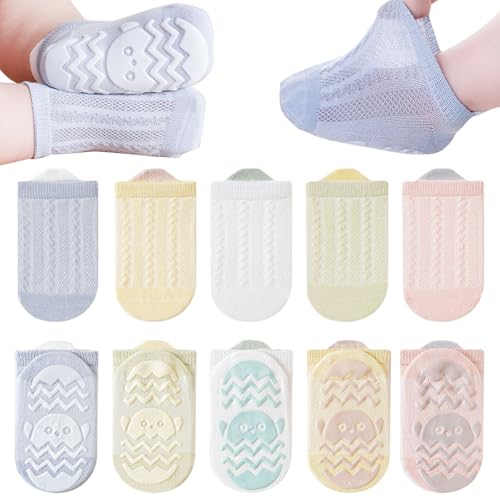 QIYIENDIAN Calcetines de malla antideslizantes para niños 5 pares algodón calcetines transpirables para bebés(B-Multicolor-1,1-3Y)