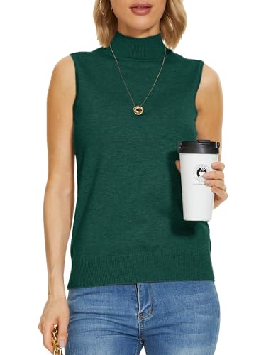 Image of INKOFF Sleeveless Mock Neck Turtleneck Knit Tops Women Dressy Casual Sweater Vest Business Work Tank