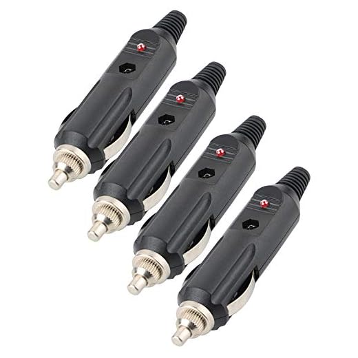 KINYOOO 4 Pack Mechero Conector, Conector de Mechero de Coche, 5A 12 V 24 V Adaptador con Luces LED Macho a Conector con Fusible Diodo Indicador