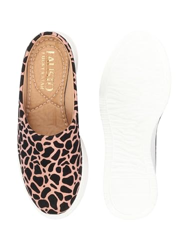 Image of FAUSTO Women's Fashion Outdoor Leopard Print Height Enhancer Open Back Slip On Casual Shoes