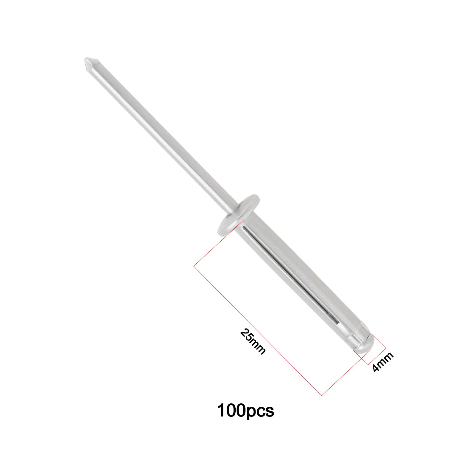 OTOTEC 100Pcs Tri-Fold Exploding Large Head Rivets Flat Head Press Rivets for Chassis Cabinet Sheet Metal Panel Doors and Windows Vehicles 4x25mm - Image 4