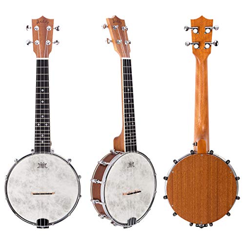 Mulucky 4 String Banjolele, Banjo Ukulele Concert Size 23 Inch with Remo Head, Closed Solid Wood Back, Beginner Kit with Truss Rod Gig Bag Tuner String Strap Picks - BU804 - Thumbnail 2