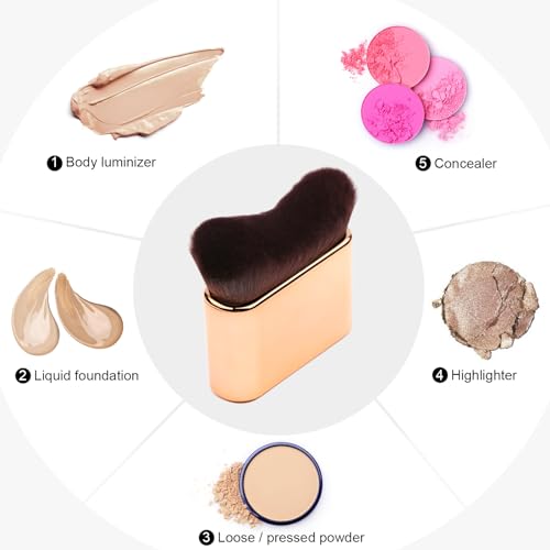 Pravoluxmax Pincel profissional de maquiagem corporal – Pincel de base Kabuki para bronzeadores e au