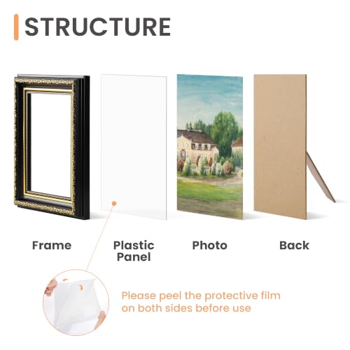 Image of upsimples Vintage 8x10 Picture Frame, Antique Black and Gold Frames, 2 Pack | Gold Picture Frames, Fits 8 x 10 Photos, Elegant Vintage Design, Wall or Tabletop Decor, for Wedding or Family Memorie