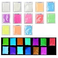 Fluoreszierendes Pulver für Epoxidharz, 13 Farben Fluoreszierende Pigmente, Fluoreszierender Leuchtpuvler, Leuchtpigmente im Dunkeln Leuchten, Farben Nachtleuchtend für Nail Art, Malen, DIY 10g