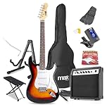 Max Gigkit Sunburst Electric Guitar Starter Pack with Amp, Foot & Instrument Stands, 6 Months Online Lessons, Ideal Beginner Guitars Set for Aspiring Musicians
