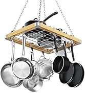 Cooks Rack de madeira padrão montado no teto, 61 cm por 45 cm, marrom