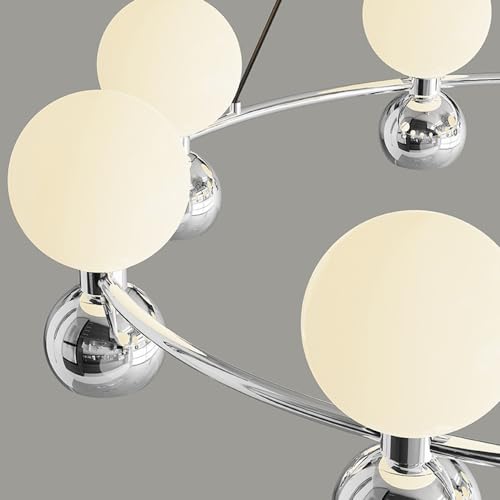 Lustre moderne LED chrome noir lampe suspension milieu du siècle - 6
