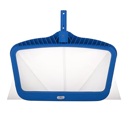Image of POOLX Heavy Duty Plastic Leaf rake with Small wear Screen mesh Deep net for Pool Cleaning (Blue)